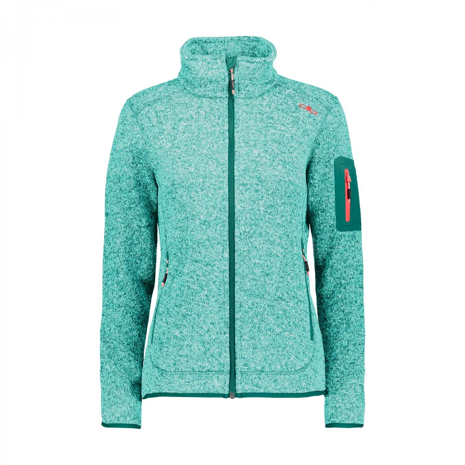 CMP Veste Polaire Technique Femme Knit Tech – Imperméable, Coupe-Vent, Pliable – Corallo Red Kiss – Taille 50
