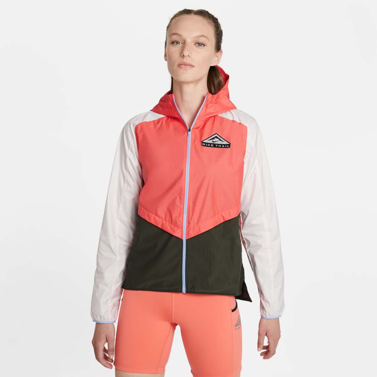 Nike Damen Laufjacke Shield Trail Running Jacket DC8041-814 L Magic  Ember/Light Soft Pink/Black | L | cortexpower.de
