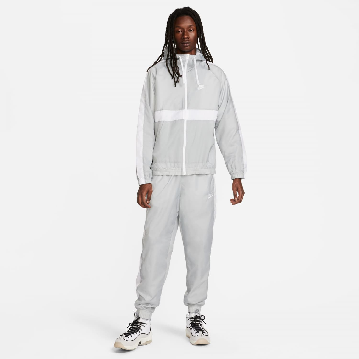 White and grey nike tracksuit sales