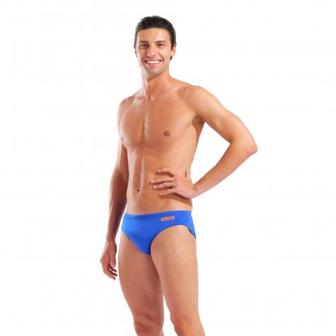 Arena Herren Badehose MENS SWIM BRIEFS SOLID 004773-803 7 Neon Blue-Team Orange | 7