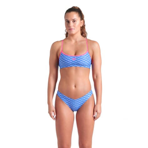 Arena Damen Bikini MONOGRAM BANDEAU 008949-890 40 Blue River Multi-Shocking Pink | 40
