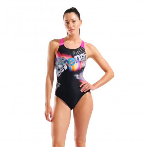 Arena Damen Badeanzug W Lit Logo Swimsuit V Back 010689 