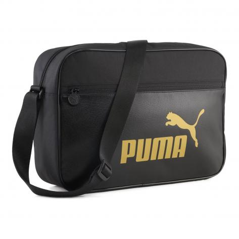 Puma Umhängetasche CAMPUS Medium Reporter Bag 091297-03 PUMA Black-Gold-No.1 Logo | One size