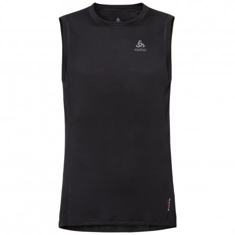 Odlo Herren Top BL Crew Neck Singlet Natural + Light 110652-15000 S Black | S
