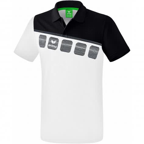 erima Herren Poloshirt 5-C 1111903 M Weiß/Schwarz/Dunkelgrau | M
