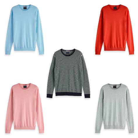 Scotch & Soda Herren Pullover Ams Blauw cotton cashmere knit 147632 
