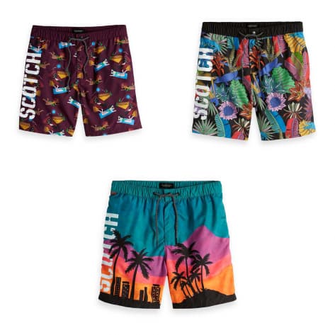 Scotch & Soda Herren Bunte Badeshorts mit Artwork 148552 