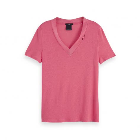 Maison Scotch Damen T-Shirt V-Neck Tee 153815-3323 XS Pink Explosion | XS