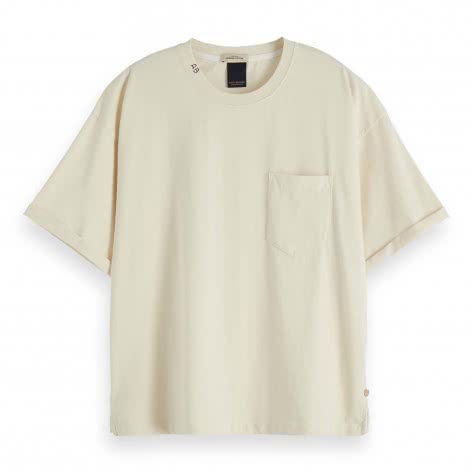 Maison Scotch Damen T-Shirt Organic Cotton Tee 153819-0001 L Off White | L