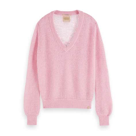 Maison Scotch Damen Pullover Fuzzy V-Neck 156255 