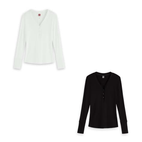 Maison Scotch Damen Langarmshirt Deep V-Neck Grandad 157053 