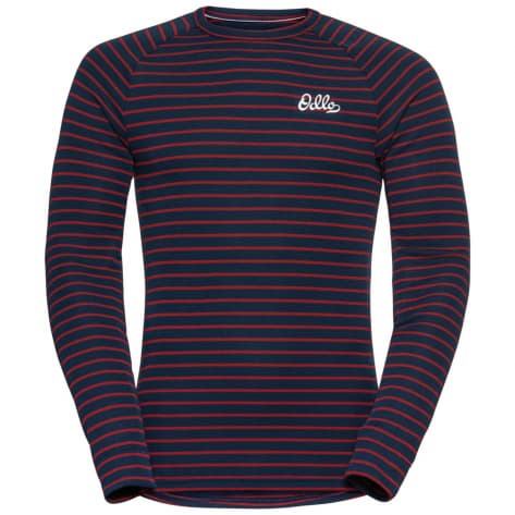 Odlo Herren Langarmshirt ACTIVE WARM ORIGINALS STRIPES 159272-21014 M Dark Sapphire - Sundried Tomat | M