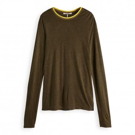 Maison Scotch Damen Langarmshirt Long Sleeve Lurex Tee 150145-56 XS Olive | XS