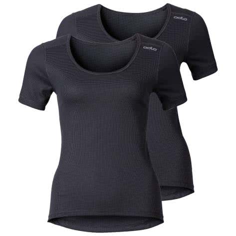 Odlo Damen Unterwäsche Shirt crew neck CUBIC 2 Pack 192281-93090 L ebony grey-black | L
