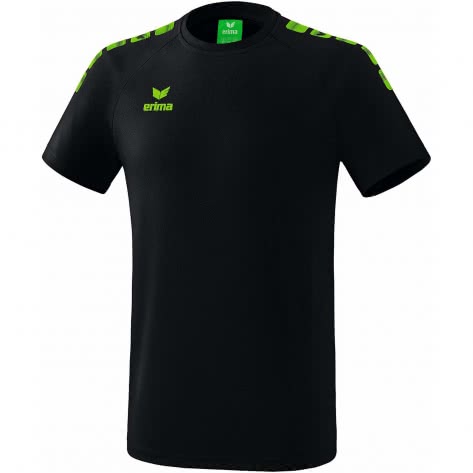 erima Herren T-Shirt Essential 5-C T-Shirt 2081939 S Schwarz/Green Gecko | S