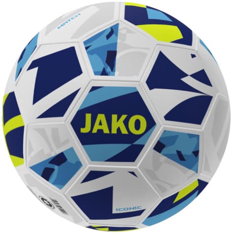 Jako Fussball Spielball Iconic 2371-656 5 Weiß/Navy/Neongelb | 5