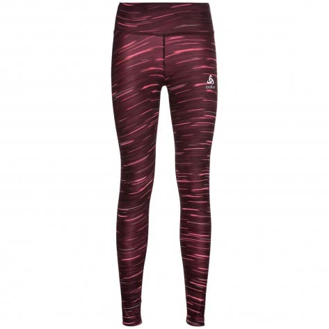 Odlo Damen Lauftight Zeroweight Print Reflective Tights 322911-37400 M Winetasting | M
