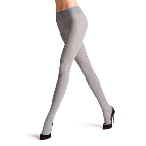 Falke Damen Strumpfhose Family Rib TI 48490-3390 44-46 light greymel. (3390) | 44-46