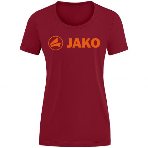 Jako Damen T-Shirt Promo 6160-151 34 Weinrot/Neonorange | 34