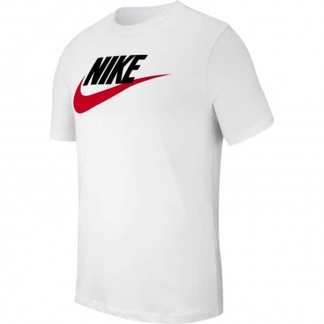 Nike Herren T-Shirt Icon Futura AR5004-100 L White/Black/University Red | L