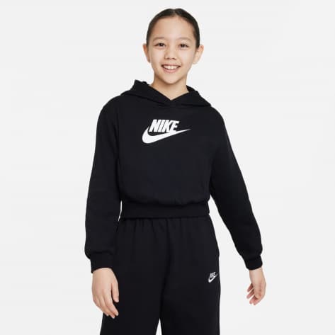 Nike Mädchen Kapuzenpullover Big Girls Crop Hoodie FD2925-010 128-137 Black/White | 128-137
