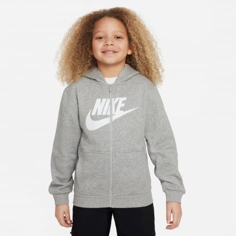 Nike Kinder Sweatjacke Big Kids FZ Hoodie FD2990-063 137-147 DK Grey Heather/White | 137-147