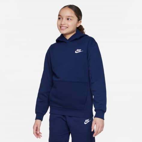 Nike Kinder Kapuzenpullover Club Fleece Big Kids Hoodie FD3000-410 158-170 Midnight Navy/White | 158-170