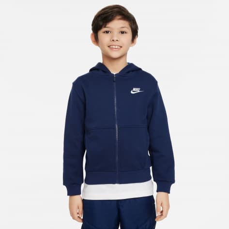 Nike Kinder Sweatjacke Big Kids Club Fleece FZ Hoodie FD3004-410 137-147 Midnight Navy/White | 137-147