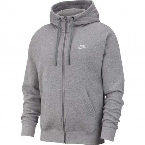 Nike Herren Sweatjacke Club Fleece FZ BB BV2645-063 M Dk Grey Heather/Matte Silver/White | M
