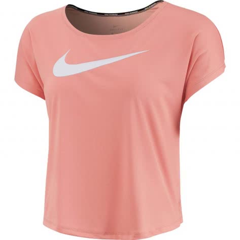 Nike Damen Laufshirt Swoosh Run Top SS CI9493-606 L Pink Quartz/White | L