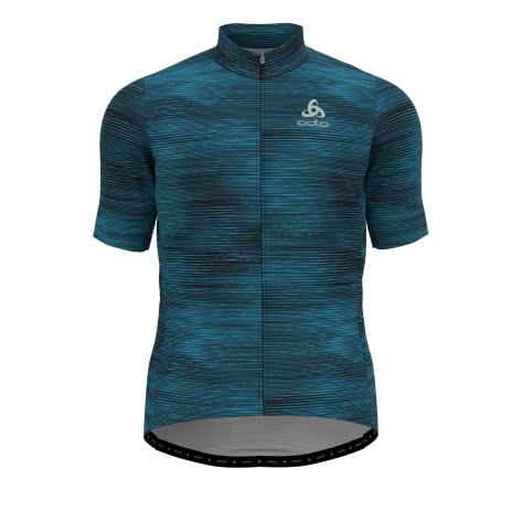 Odlo Herren Radtrikot Full Zip Essential 411782-20788 S Mykonos Blue-Graphic | S