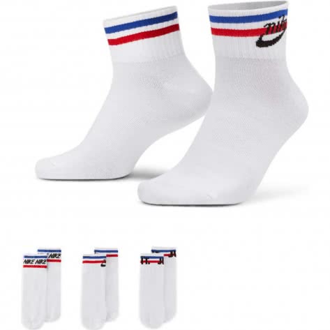 Nike Unisex Socken Everyday Essential Ankle Socks DX5080-100 38-42 White/Black/Game Royal/University Red | 38-42