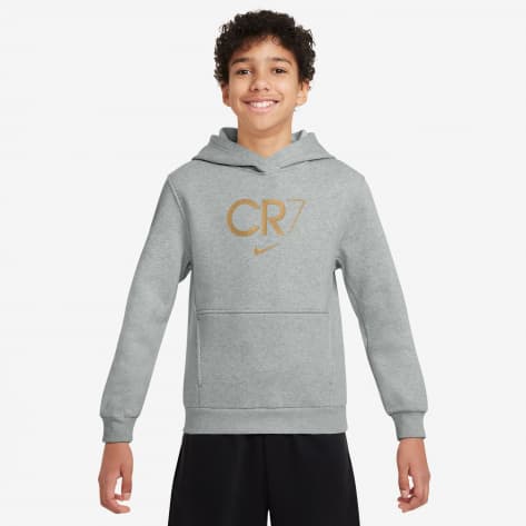 Nike Kinder Kapuzenpullover CR7 Club Fleece HF4348-077 128-137 Lt Smoke Grey/Htr/Metallic Gold | 128-137
