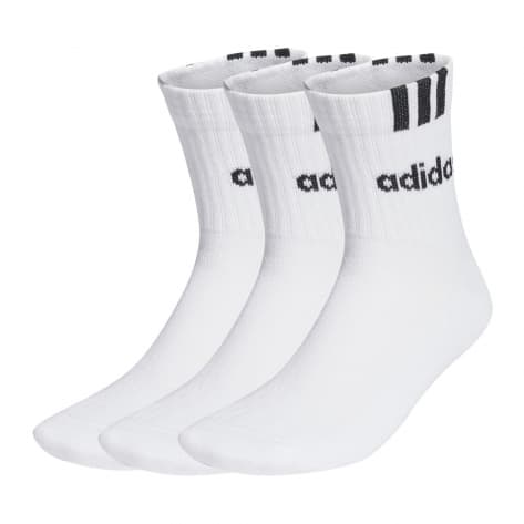 adidas Socken 3S Linear Half-Crew Cushioned Socks 3P HT3437 43-45 White/Black | 43-45