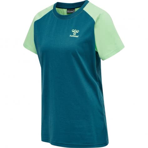 Hummel Damen T-Shirt ACTION COTTON WOMAN 211003-7059 XS Blue Coral/Green Ash | XS