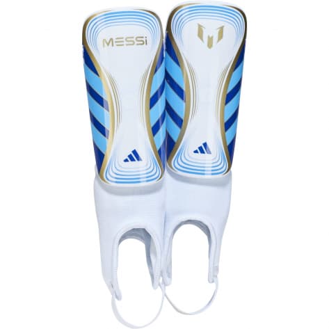 adidas Kinder Schienbeinschoner Messi SG Match J IS5599 S White/Lucid Blue/Gold Met. | S