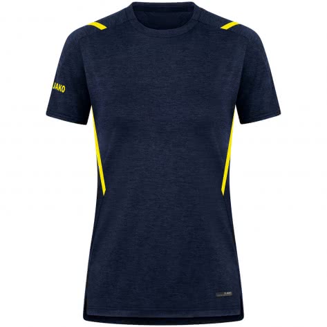 Jako Damen T-Shirt Challenge 6121-512 44 Marine Meliert/Neongelb | 44