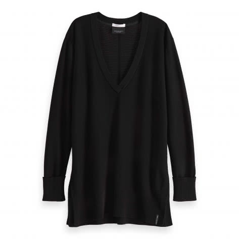 Maison Scotch Damen Pullover Easy V-Neck Knit 150742-08 XS Black | XS