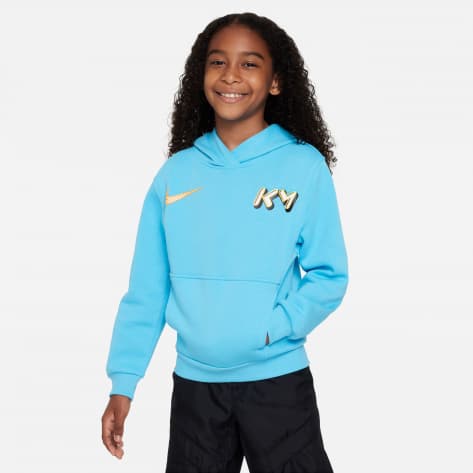 Nike Kinder Kapuzenpullover Kylian Mbappé Soccer Hoodie FD3144-416 122-128 Baltic Blue | 122-128