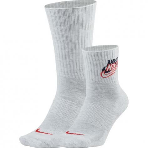 Nike Unisex Socken 2-er Pack Heritage CU8329-903 46-50 White Melange/Red | 46-50
