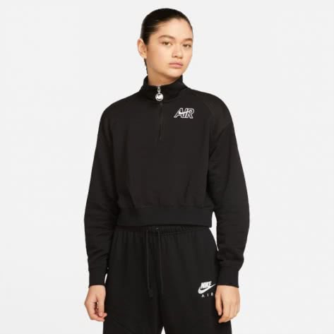 Nike Damen Pullover Air 1/4-Zip Fleece Top DM6073-010 L Black/White/Black | L