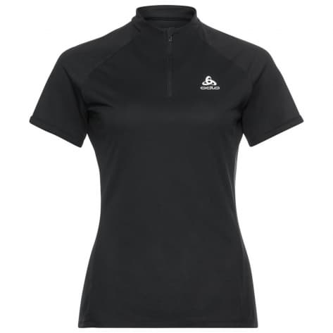 Odlo Damen T-Shirt Crew Neck s/s 1/2-Zip Trail Running Shirt 313801-15000 L Black | L