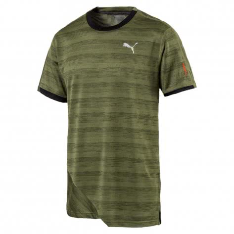 Puma Herren Laufshirt Pace Breeze S/S Tee 517362-03 S Olivine Heather-Puma Black | S