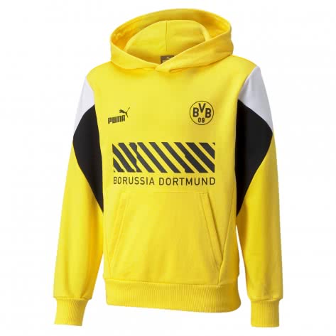 Puma Kinder Kapuzenpullover Borussia Dortmund FtblCulture Hoody 764325-01 140 Cyber Yellow | 140