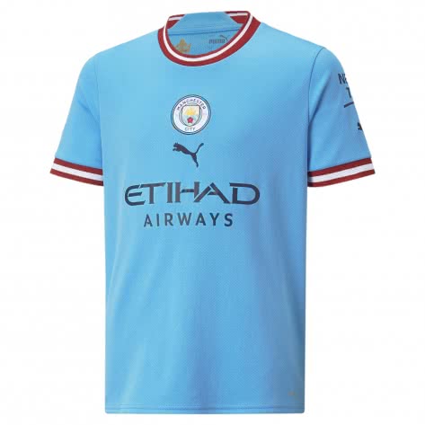Puma Kinder Manchester City Home Trikot 2022/23 765713-01 128 Team Light Blue-Intense Red | 128