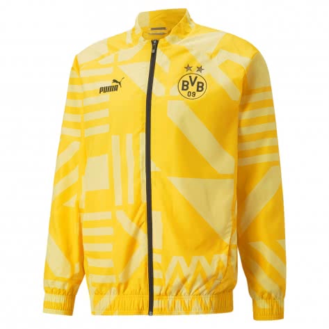 Puma Herren Borussia Dortmund Trainingsjacke BVB Prematch Jacket 767657-01 S Cyber Yellow | S