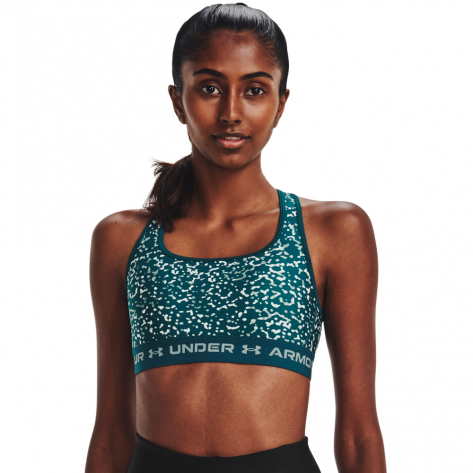 Under Armour Damen Sport BH Crossback Mid Print 1361042-716 S Tourmaline Teal | S