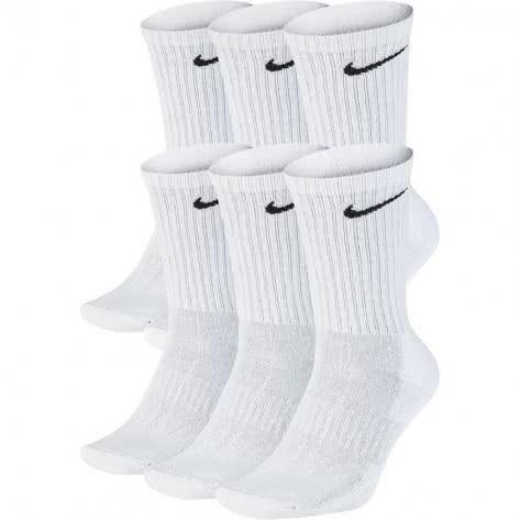 Nike Unisex Sportsocken Everyday Cushion Crew 6PR SX7666-100 46-50 White/Black | 46-50