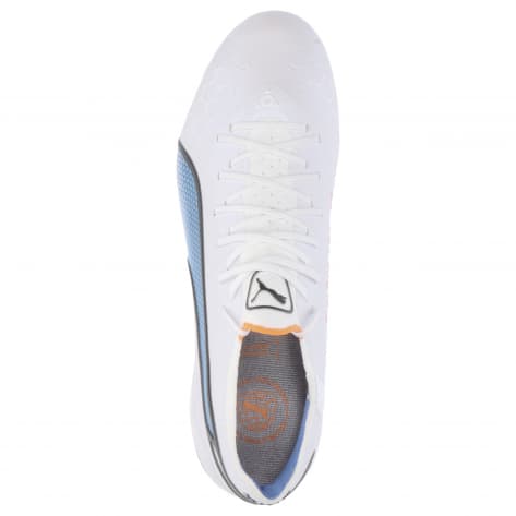 Puma Herren Fussballschuhe King Ultimate FG/AG 107097-01 40.5 Puma White-Black-Blue Glimmer-Orange | 40.5