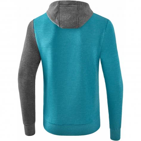 erima Kinder Kapuzensweat 5-C 1071906 128 Oriental Blue Melange/Grau Melange/Weiß | 128